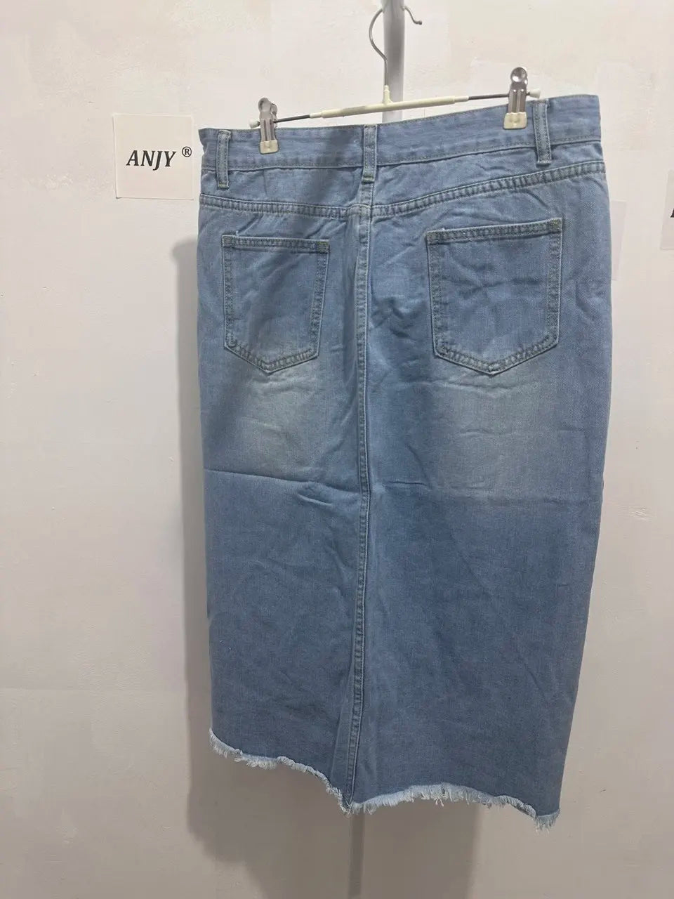ANJY Summer New Women Chic Y2K Streetwear Elegant Ins Trendy Vintage Asymmetrical High Waisted Slimming Denim Split Skirt HK7080