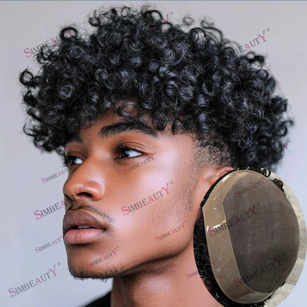 Kinky Curly Remy Human Hair Lace Toupee for Women