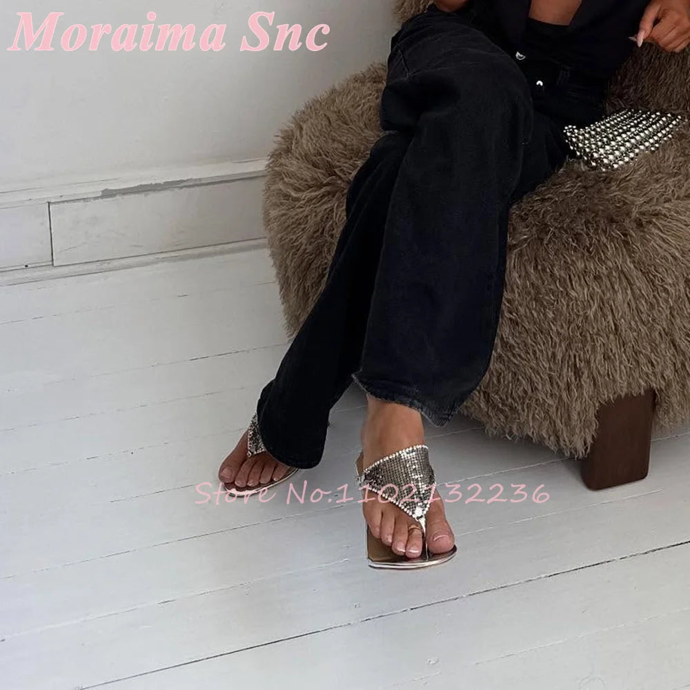 Mirror Silver Metallic Stiletto Heel Mule Sandals For Women