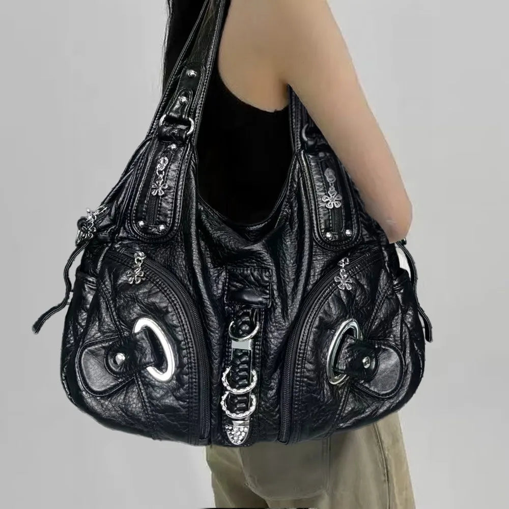 Roomy Retro Punk Crossbody Handbag