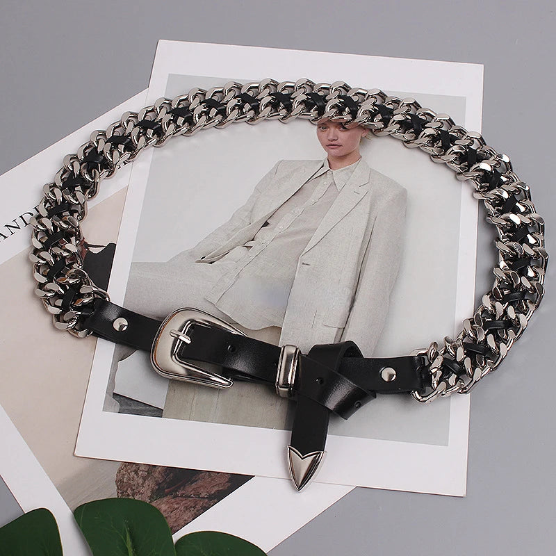 Trendy Gold Metal Decorative Waist Chain Belt for Women
