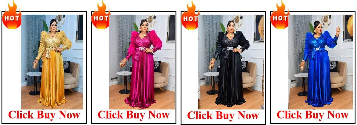 Elegant Pleated African Dress