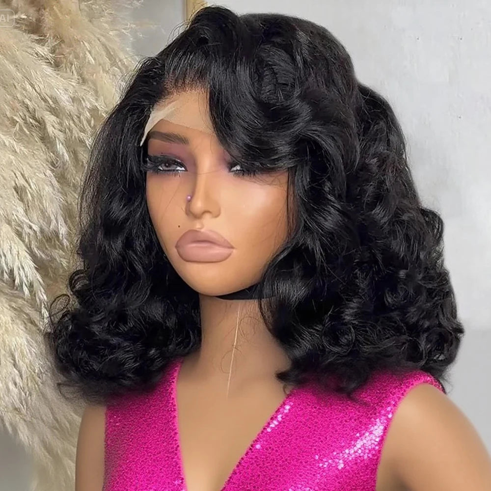 Glueless Body Wave Bob Wigs 13x6 Transparent HD Lace Frontal Wig 100% Human Hair Wig Natural Wave Short Bob Wigs For Black Women