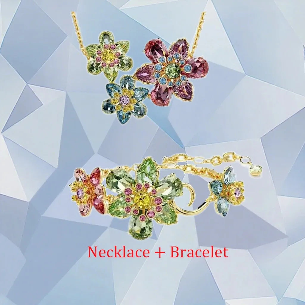 Gold Plated Zirconia Crystal Pendant Set for Women