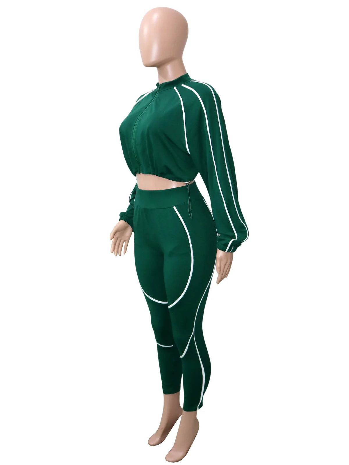 Slim Fit Long Sleeve Top and Pants Set for Women