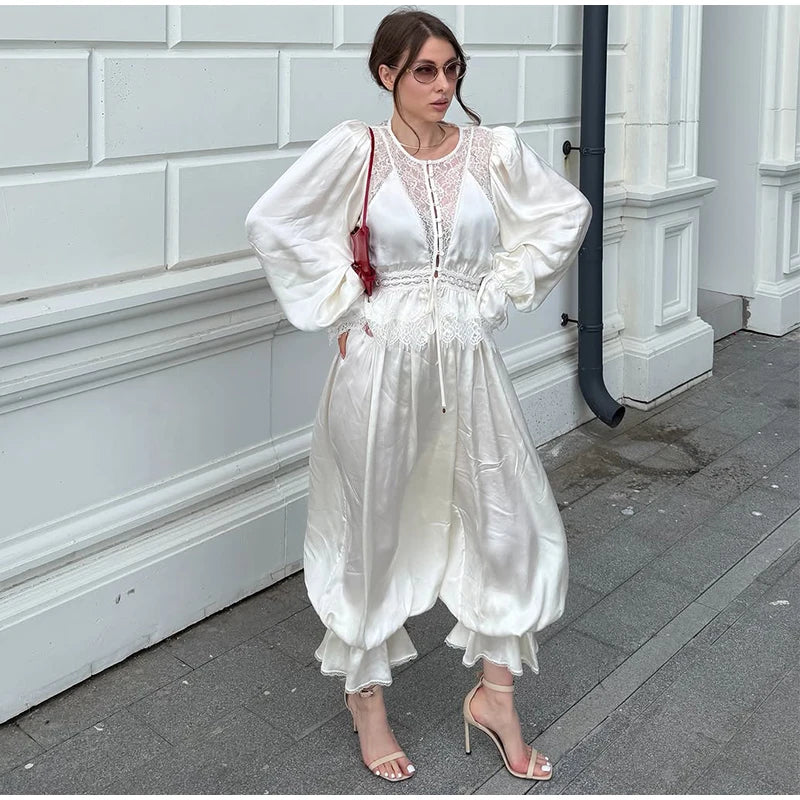 Tailored Lapel Jacket and Pleated Trousers Set for Women