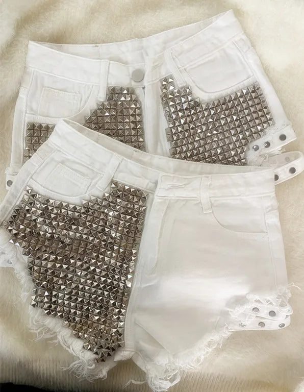 Relaxed Fit High Waisted Denim Shorts With Tassel Accents For Women