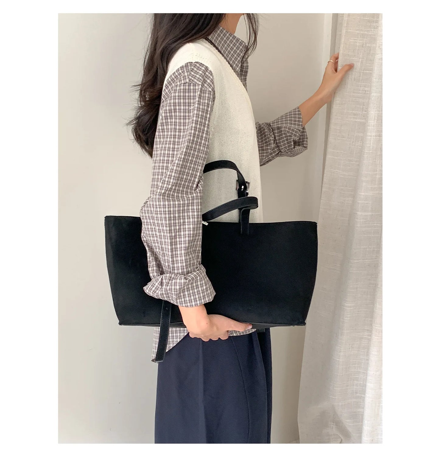 Large Capacity PU Leather Casual Soft Tote Bag for Women