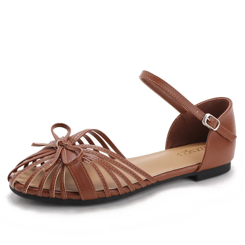 One Strap Hollow Out Sandals With Bow Detail For Women