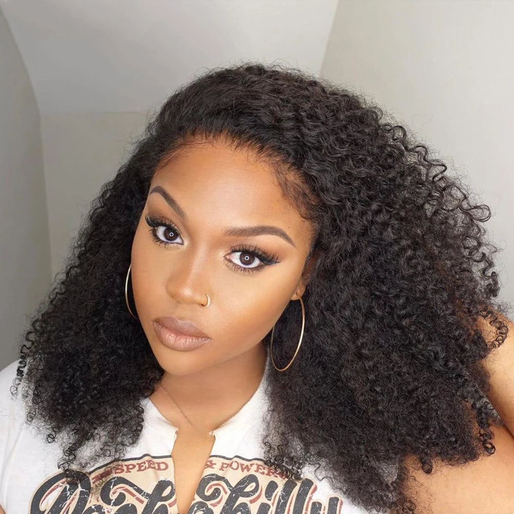 Pre Plucked Deep Curly Lace Front Human Hair Wig for Women