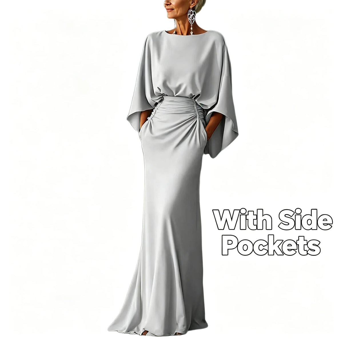 Satin Backless Ruched Evening Gown