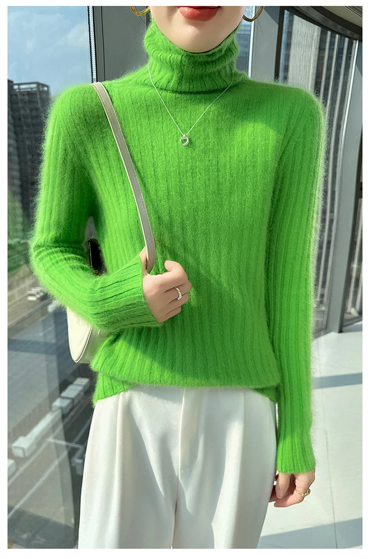 Warm Slim Fit Turtleneck Pullover Sweater for Women