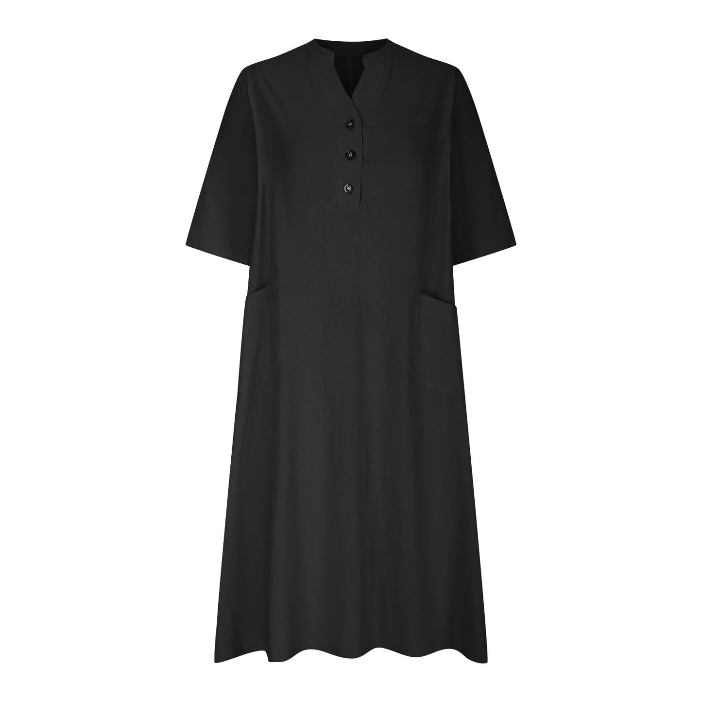 Elegant Casual Short Sleeve Solid Midi Dress for Women