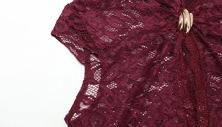 Lace Patchwork High Neck Bodycon Mini Dress for Women