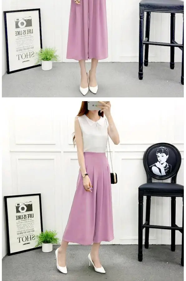 High Waist Pleated Wide Leg Cotton Linen Pants For Women