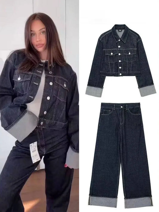 Retro Denim Two Piece Set