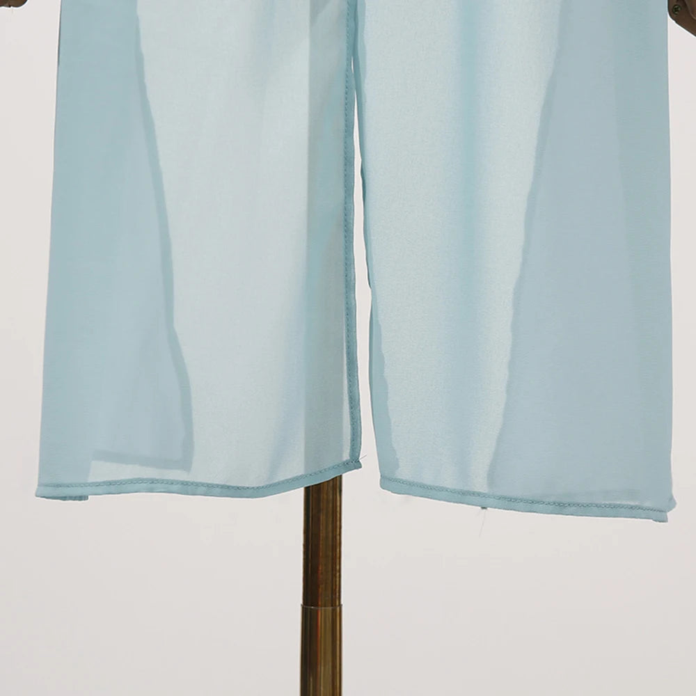Loose Fit Asymmetrical Hem Chiffon Blouse for Women