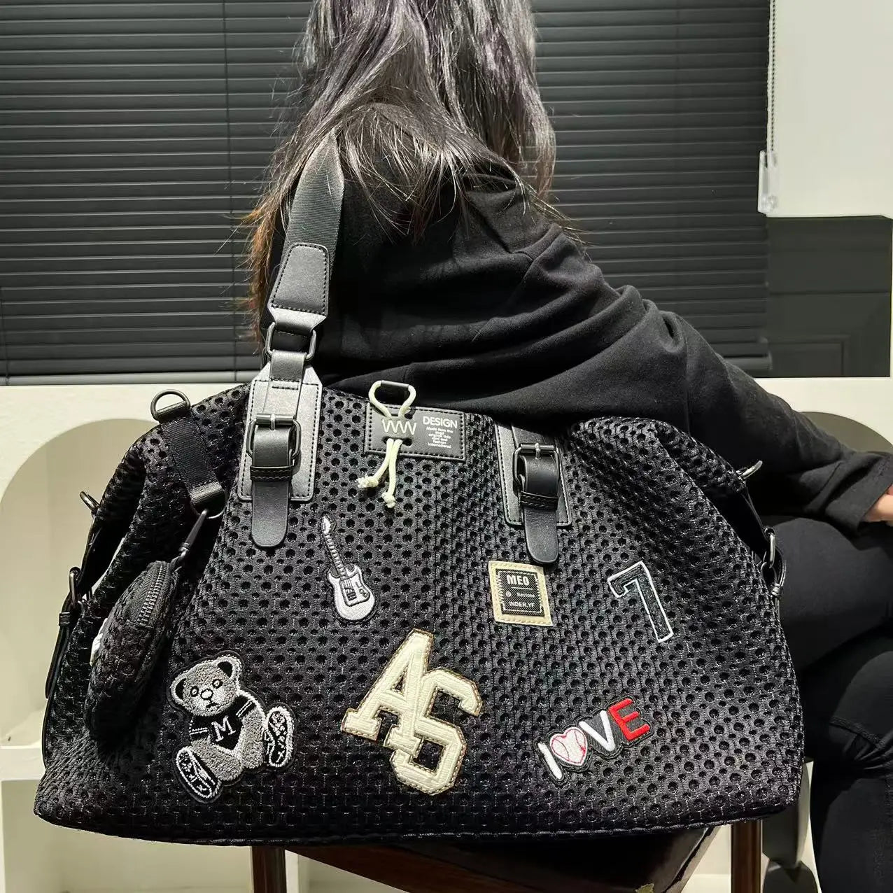 Large Capacity Durable Mesh Nylon Tote Bag for Women