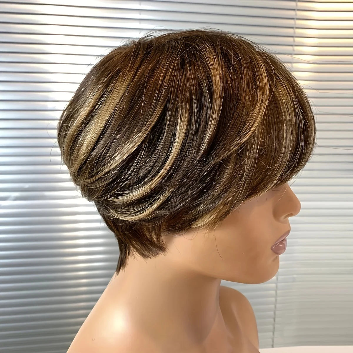 Pixie Cut Wig with Bangs Brazilian Remy Human Hair Natural Black Short Bob Style Full Machine Made wig