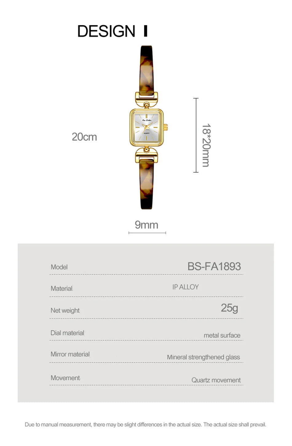 Tortoiseshell Square Bracelet Watch