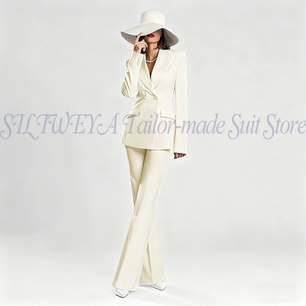 Slim Fit Double Breasted Blazer Suit Set for Women