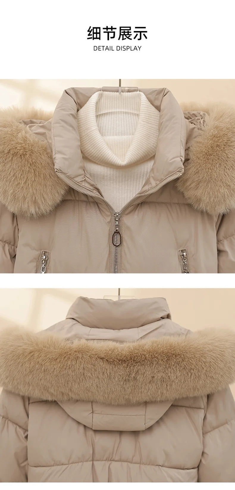 Warm Hooded Cotton Padded Winter Parka Coat for Women