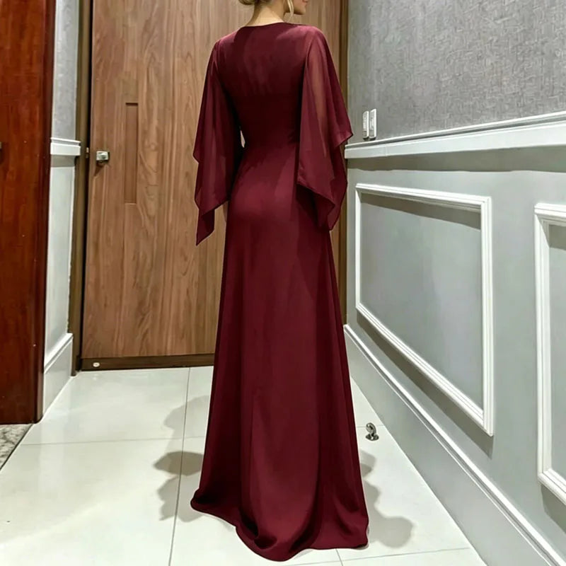 Sheer Flare Sleeve Two Piece Jumpsuit Set for Women