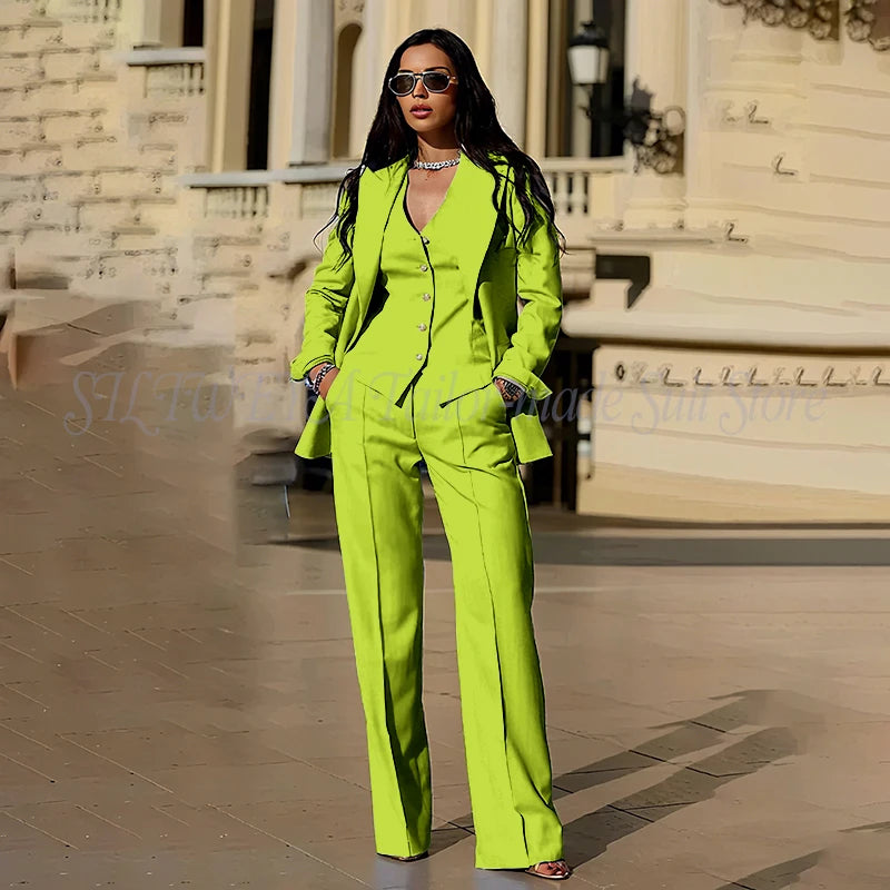Sophisticated Slim Fit Three Piece Blazer Set For Women