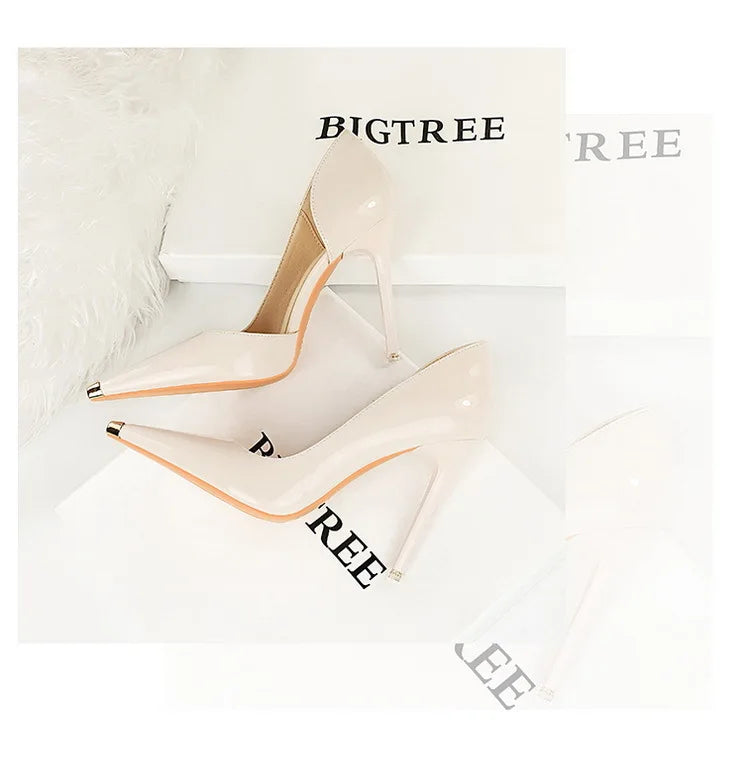 Pointed Toe Patent Leather Stiletto Pumps for Women