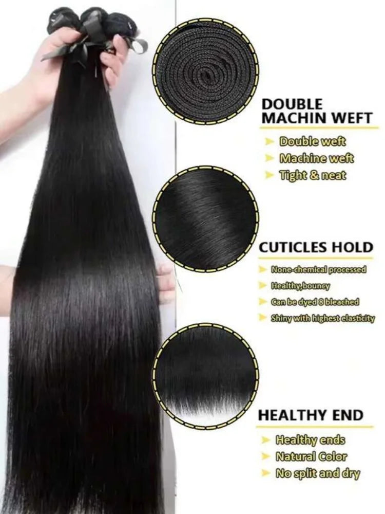 Natural Black Straight Remy Hair Extensions for Women