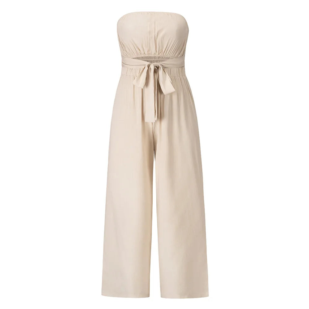 Casual Backless Slim Suspenders Straight Jumpsuit for Women