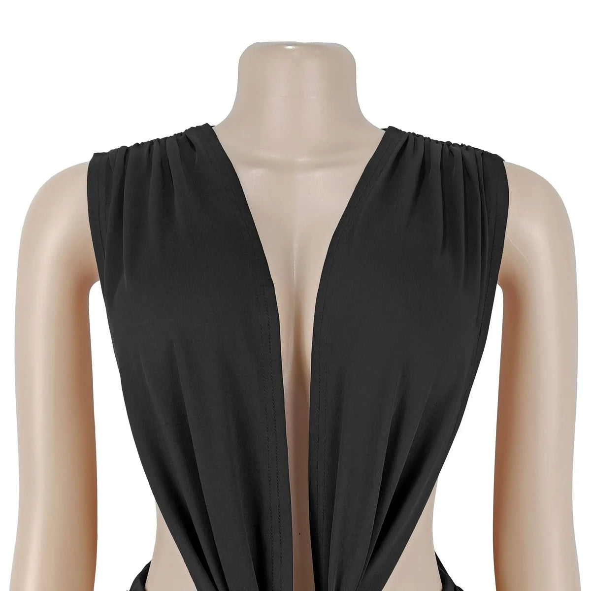 Halter Deep V Neck Ruched Flare Jumpsuit for Women