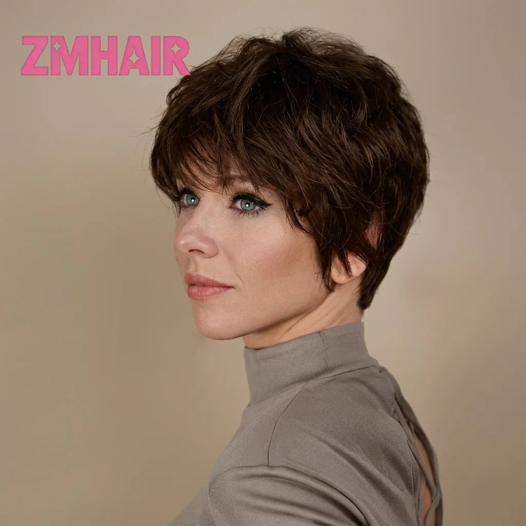 Glueless Silk Base Pixie Cut Human Hair Wig For Women