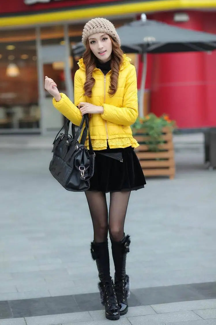 2025 New Women Cotton Jacket Coat Autumn Winter Fashion Warm Parkas Hooded Jacket