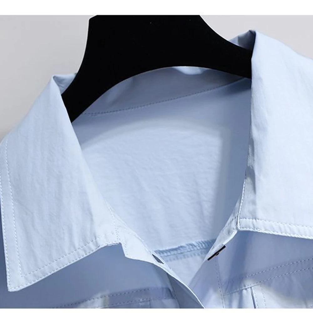 Elegant Lightweight French Blue Shirt Dress for Women