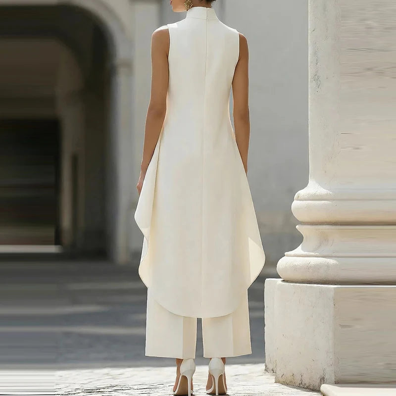 Solid Color Irregular Summer Two Piece Set for Women