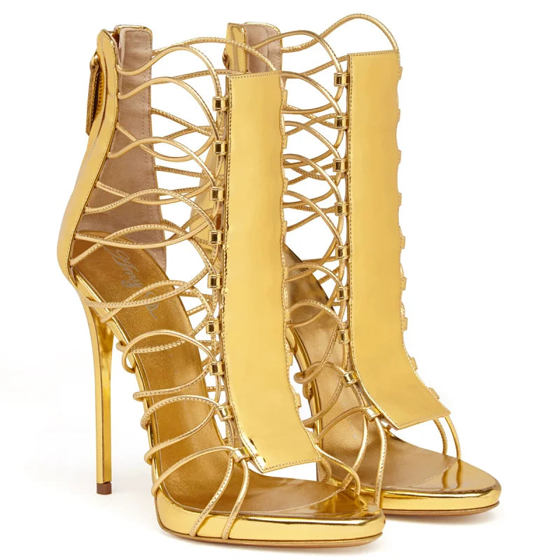 Rhinestone Patent Leather Thin High Heels for Women