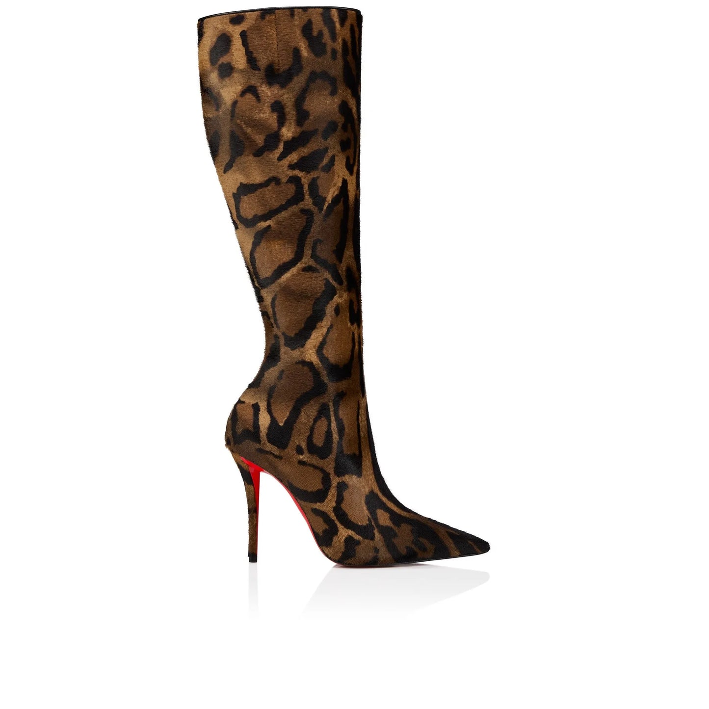 Leopard Print Knee High Boots With Zipper for Women