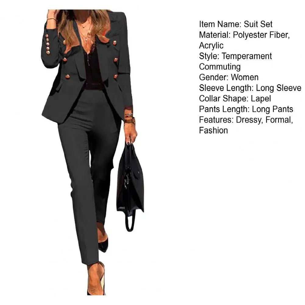 Women s Business Pant Suit Dressy Jackets High Waisted Pants Set Two Piece Formal Outfit for Work Office