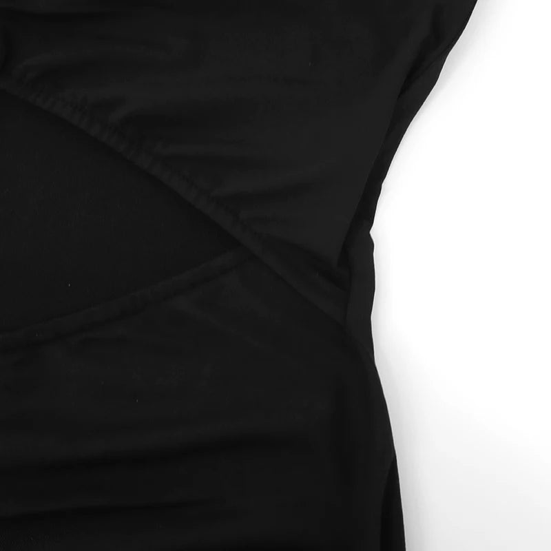 Women Dresses Autumn New Streetwear Fashion Long Sleeves Turtleneck Dress Black Sexy Hollow Out Lady Casual Slim Dress Clothing