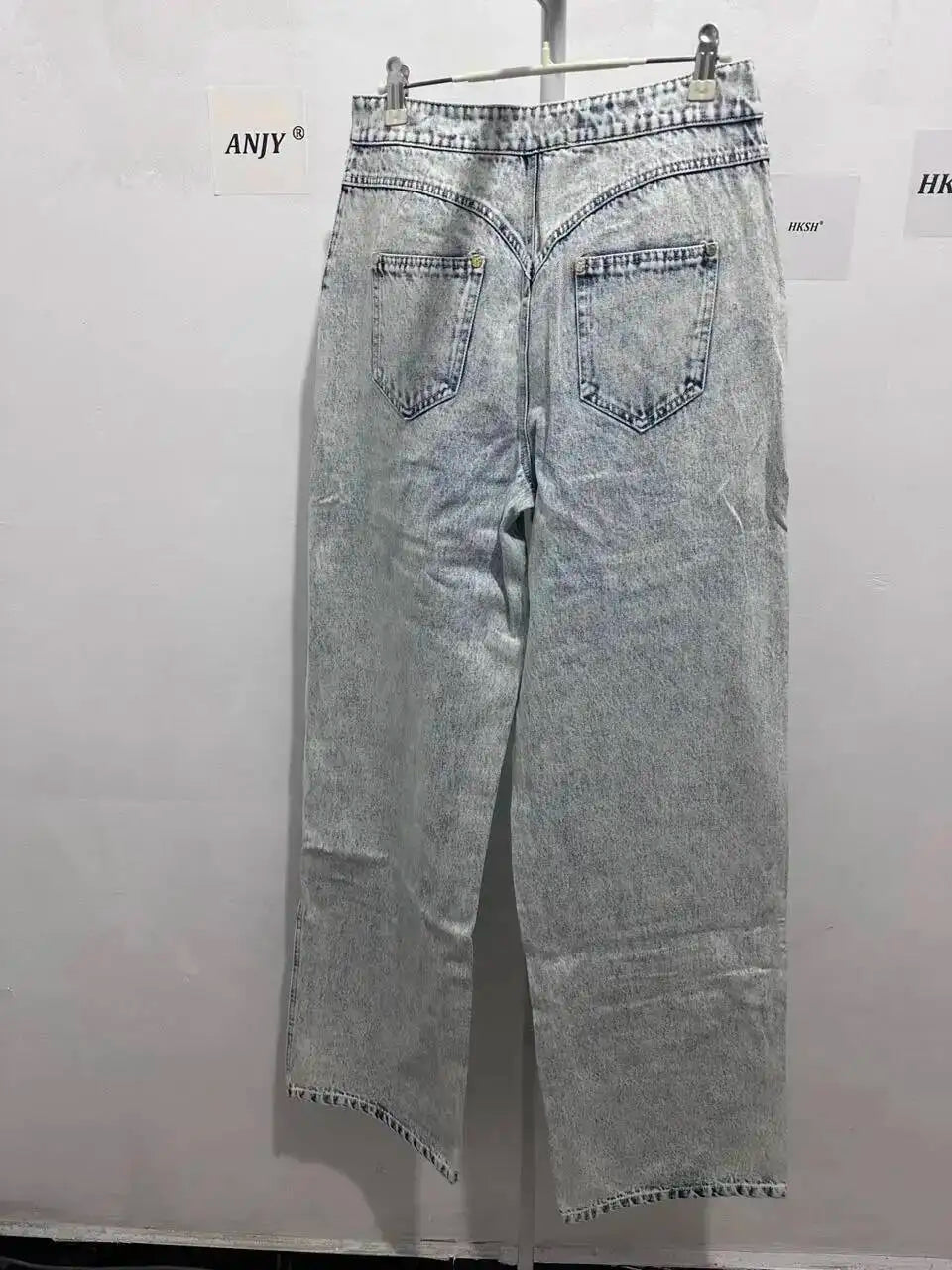 ANJY Autumn New Women's Streetwear Y2K Chic Fashion Safari Style Niche Personality Spliced Button Jeans Casual Denim Pants A7689