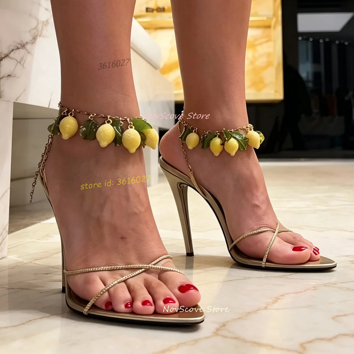 Gold Cross Strap Ankle Wrap Open Toe High Heel Sandals For Women