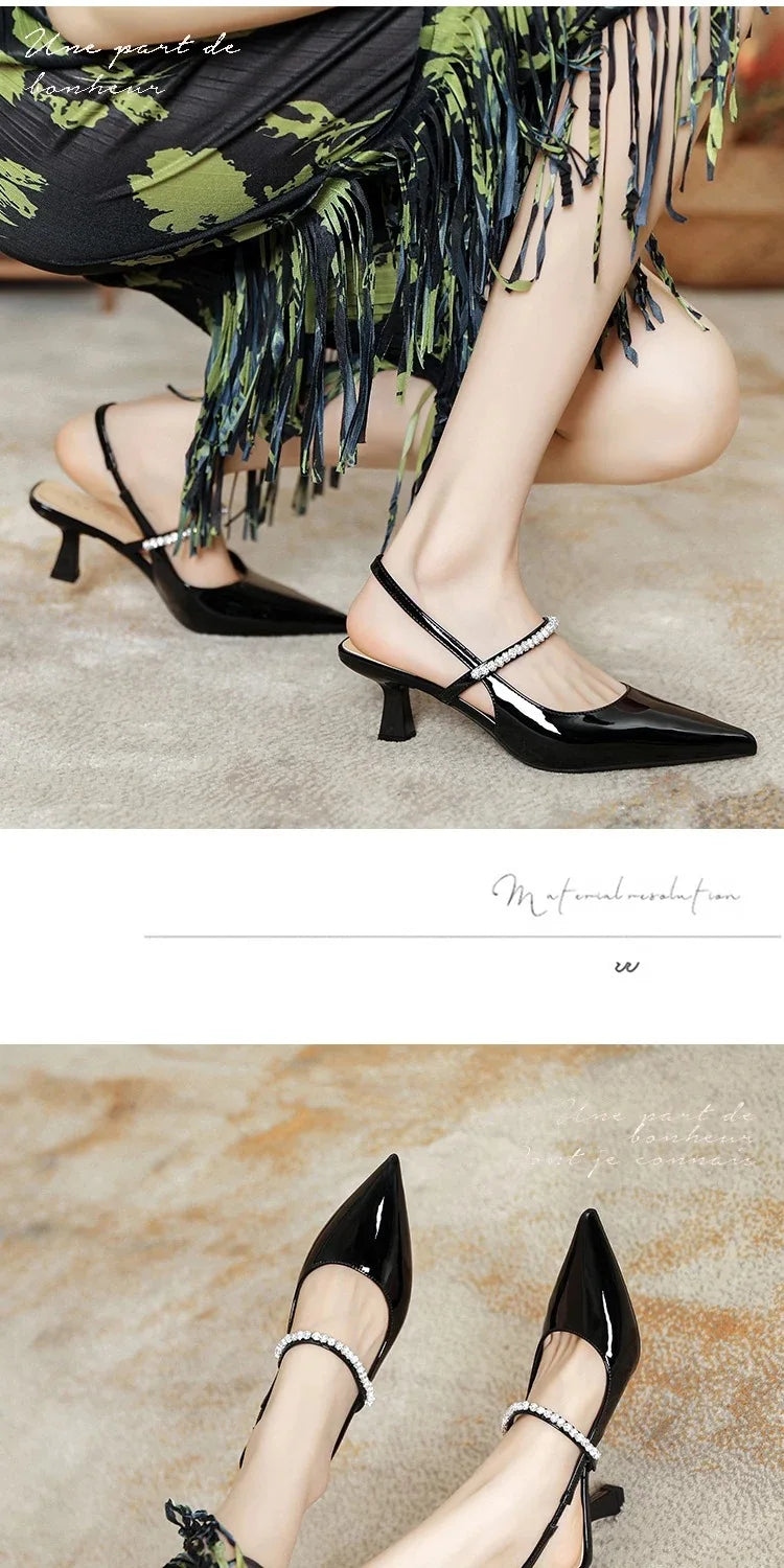 Rhinestone Stiletto Back Strap Sandals