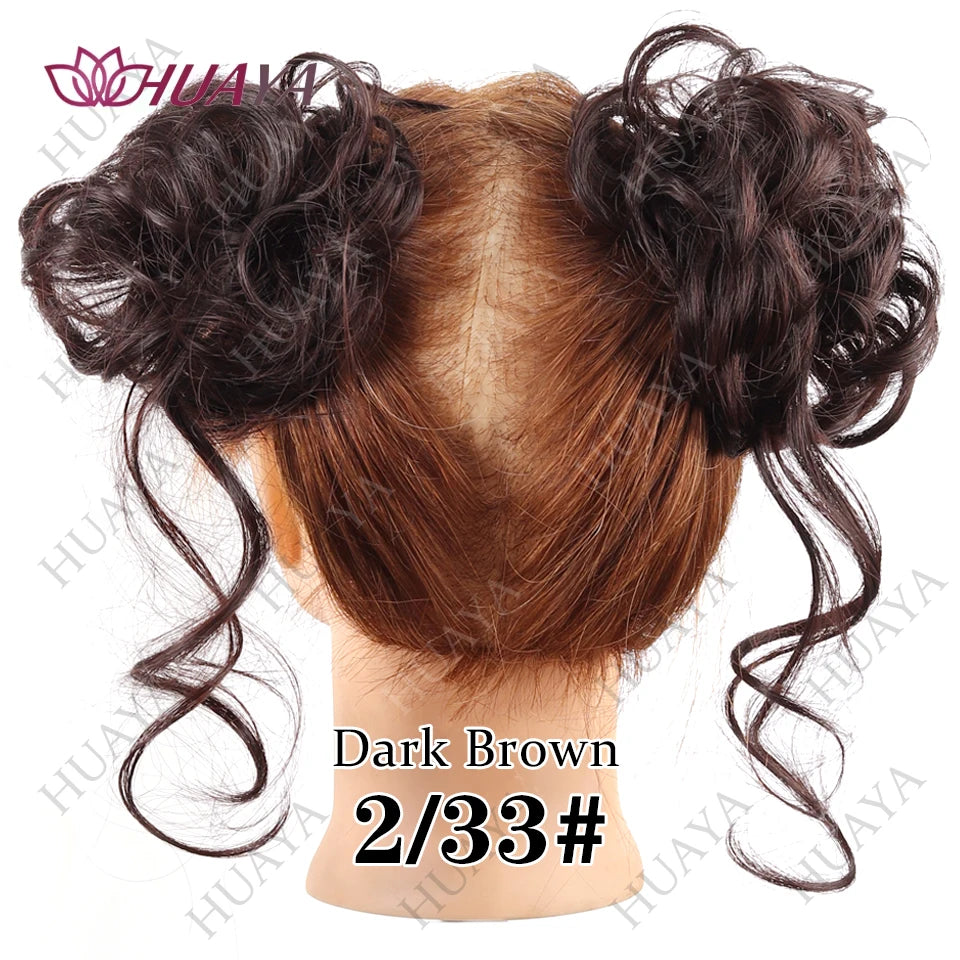 Double Pack Messy Synthetic Curly Hair Bun Wrap For Women