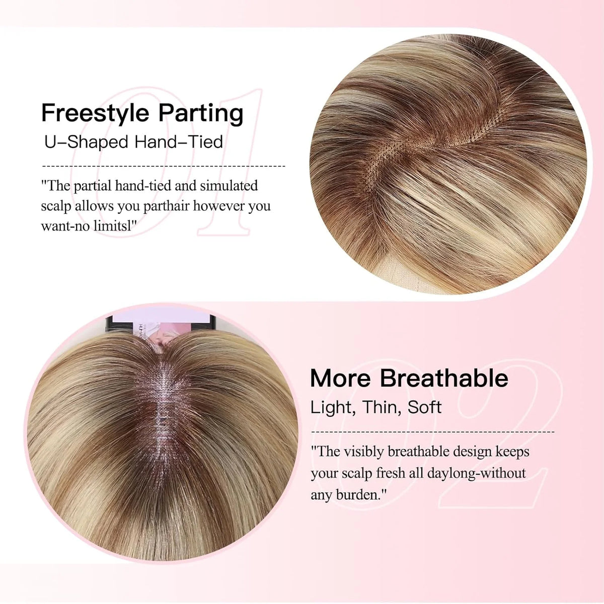Brown And Blonde Highlighted Lace Front Hair Topper For Women