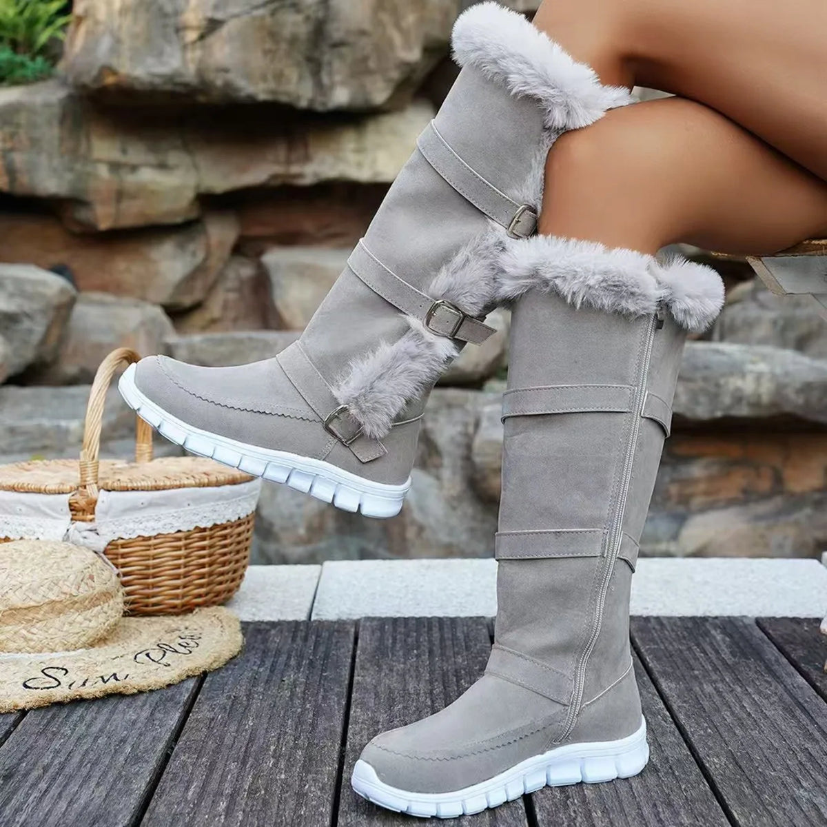 Comfortable Plush Warm Slip On Ankle Boots for Women