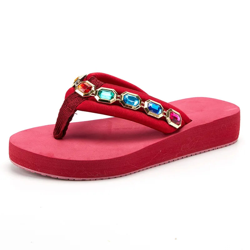 Crystal Accent Clip Toe Casual Summer Sandals For Women