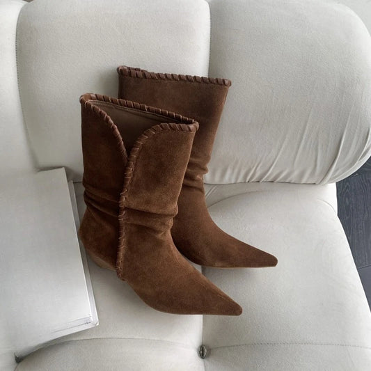 Pointed Toe Mid Calf Boots