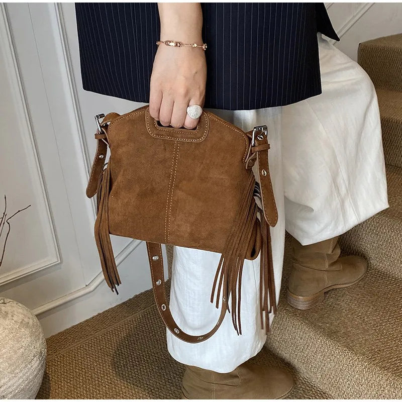 Luxury Tassel Lady Clutch With Adjust Shoulder Strap Large Capacity Shoulder Crossbody Bag Korean Fashion Versatile Dumpling Bag