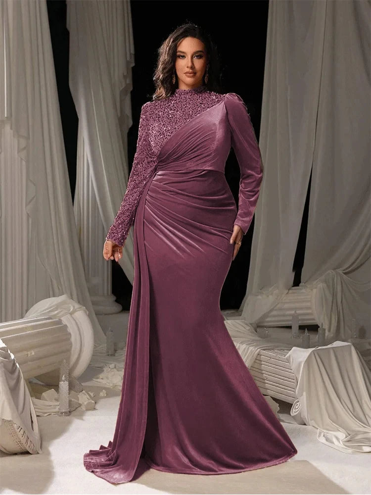 Plus Size Velvet Multicolor Dress